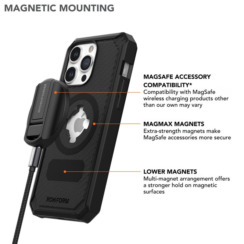 Rokform - iPhone 15 Pro Max Case, Rugged Series, Magnetic 15 Pro Max Cover with RokLock Twist Lock, Drop Tested Armor (Black) - Image 5