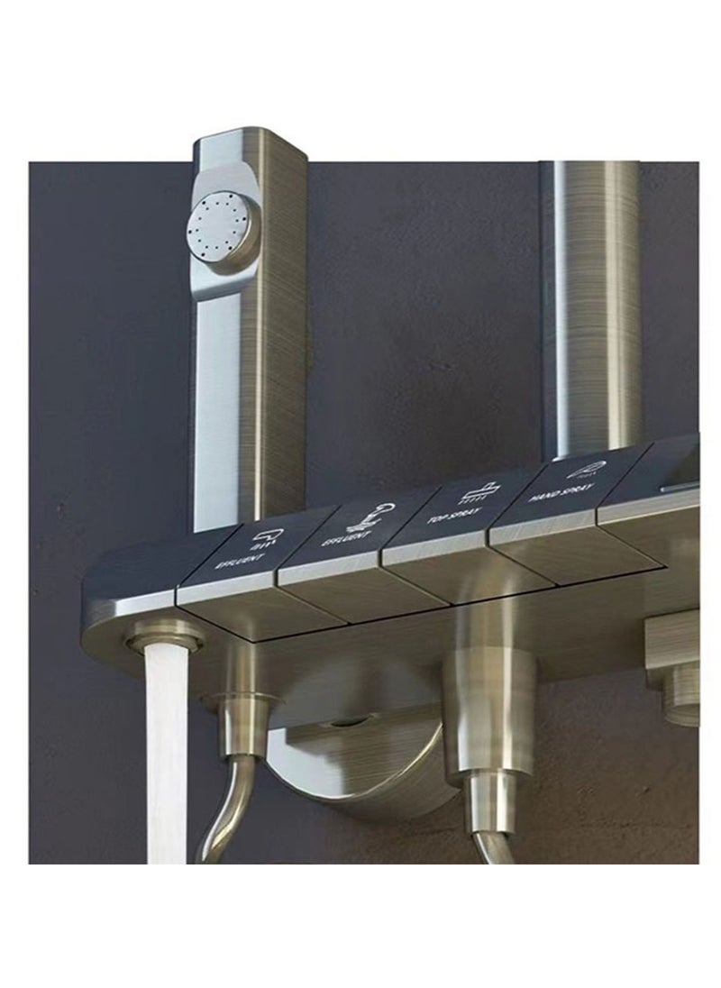Arabest - Shower System Wall Mounted Square High Pressure Rainfall Shower Head Shower Fixture with 2 in 1 Handheld Spray Shower Faucet Set Rough-in Valve Body and Trim Included - Image 1