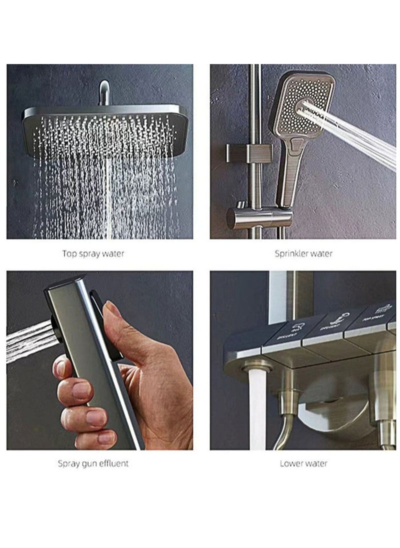 Arabest - Shower System Wall Mounted Square High Pressure Rainfall Shower Head Shower Fixture with 2 in 1 Handheld Spray Shower Faucet Set Rough-in Valve Body and Trim Included - Image 1