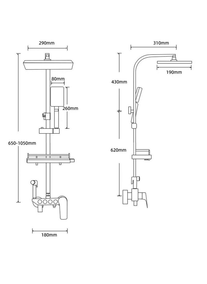 Arabest - Shower System Wall Mounted Square High Pressure Rainfall Shower Head Shower Fixture with 2 in 1 Handheld Spray Shower Faucet Set Rough-in Valve Body and Trim Included - Image 1