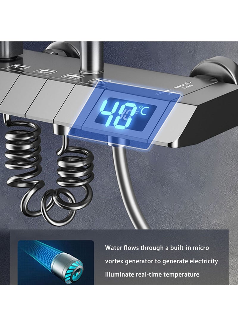 Arabest - Shower System Wall Mounted Square High Pressure Rainfall Shower Head Shower Fixture with 2 in 1 Handheld Spray Shower Faucet Set Rough-in Valve Body and Trim Included - Image 1