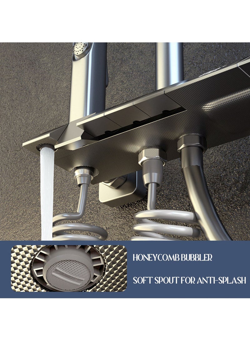 Arabest - Shower System Wall Mounted Square High Pressure Rainfall Shower Head Shower Fixture with 2 in 1 Handheld Spray Shower Faucet Set Rough-in Valve Body and Trim Included - Image 1