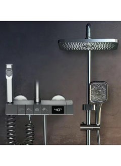 Shower System Wall Mounted Square High Pressure Rainfall Shower Head Shower Fixture with 2 in 1 Handheld Spray Shower Faucet Set Rough-in Valve Body and Trim Included