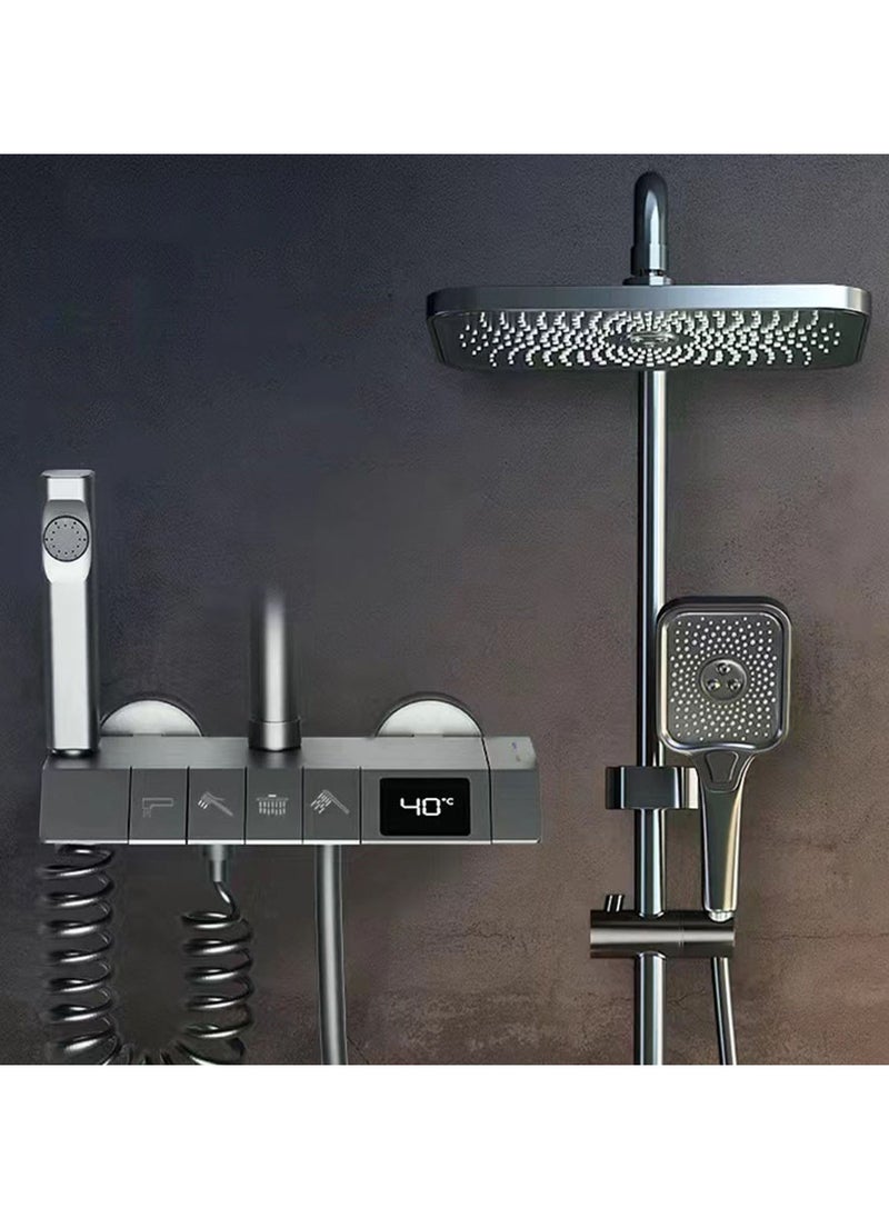 Arabest - Shower System Wall Mounted Square High Pressure Rainfall Shower Head Shower Fixture with 2 in 1 Handheld Spray Shower Faucet Set Rough-in Valve Body and Trim Included - Image 1