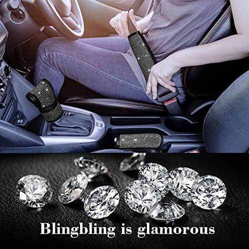 JINGSEN 11 Pcs Car Decoration Set,Bling Car Decoration Set for Women,Universal Fit 15 Inch,Rhinestone Center ConsoleCover(White) - Image 4
