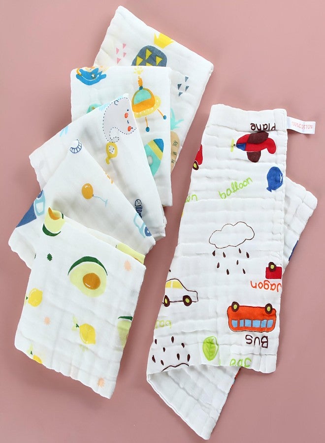 JUST GOODS Baby Muslin Napkin 25x25 cm 5 Pieces - Soft Handkerchief for New Born Baby | Face Towel | Muslin Cloth for Infants & Kids | Reusable Napkins