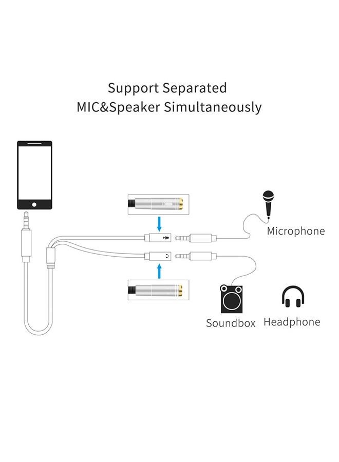 Umiwin محول سماعة ميكروفون 3.5 ملم لتقسيم الصوت للأجهزة المحمولة، كابل تمديد جاك الصوت لسماعات الأذن، محول كابل AUX للهاتف، الكمبيوتر، اللابتوب - Image 2