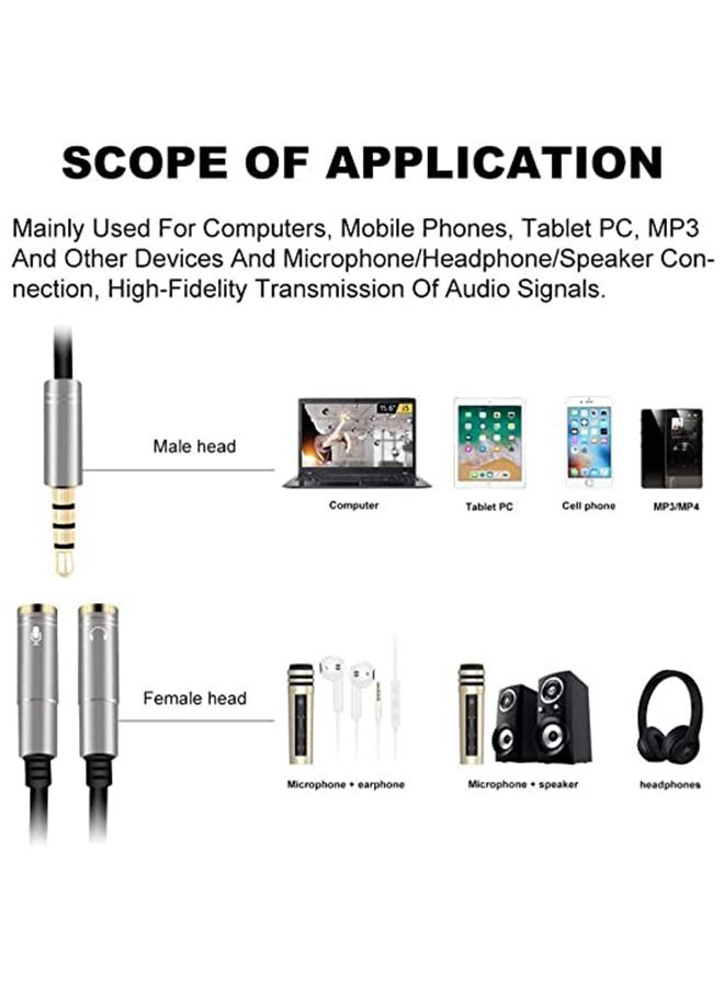 Umiwin محول سماعة ميكروفون 3.5 ملم لتقسيم الصوت للأجهزة المحمولة، كابل تمديد جاك الصوت لسماعات الأذن، محول كابل AUX للهاتف، الكمبيوتر، اللابتوب - Image 5