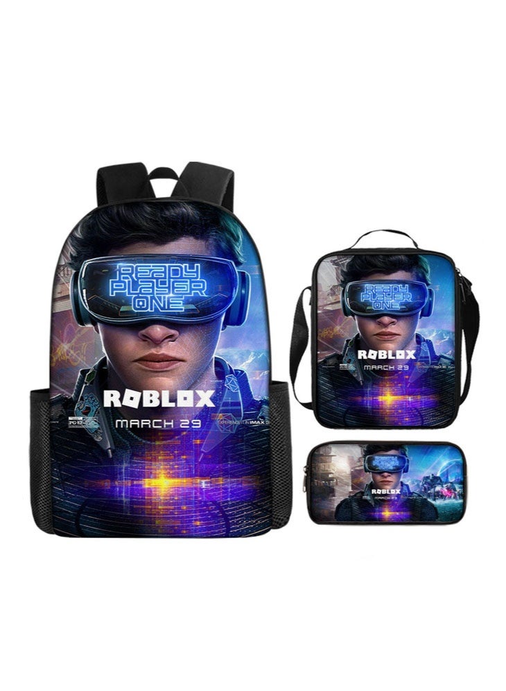 روبلوكس على ظهره مقلمة حقيبة ثلاثة قطعة دعوى الرجال والنساء الترفيه الرياضة حقيبة السفر طالب حقيبة المدرسة - Image 1