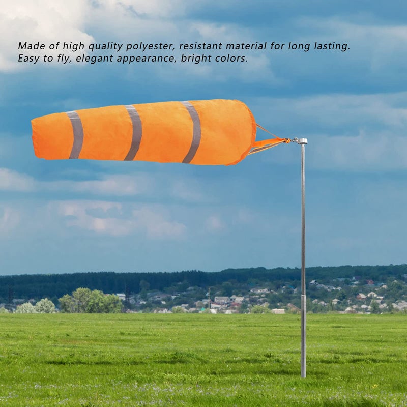 Bright Orange Polyester Reflective Windsock 60CM Wind Direction Indicator For Outdoor Use - Image 4