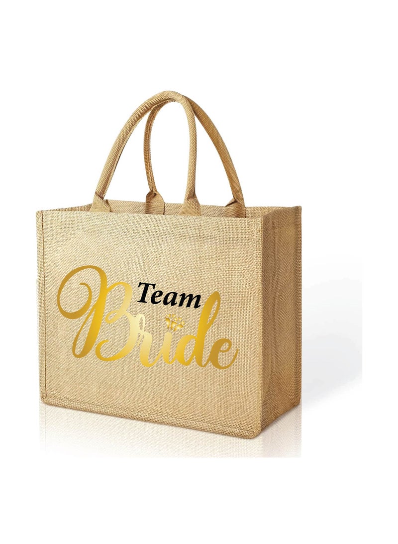 PRINTSHOP4ME Team Bride Jute Totes - Eco-Friendly Gifts for Every Team Member - Bridesmaids Besties - Weddings and Bridal Showers Jute Bag  - Image 1