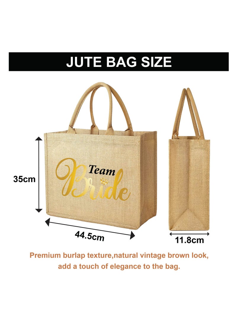 PRINTSHOP4ME Team Bride Jute Totes - Eco-Friendly Gifts for Every Team Member - Bridesmaids Besties - Weddings and Bridal Showers Jute Bag  - Image 2