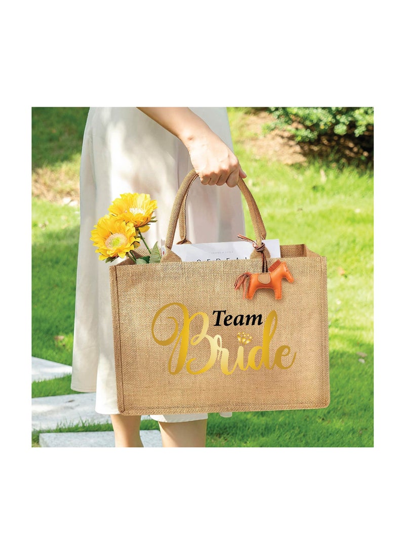 PRINTSHOP4ME Team Bride Jute Totes - Eco-Friendly Gifts for Every Team Member - Bridesmaids Besties - Weddings and Bridal Showers Jute Bag  - Image 4