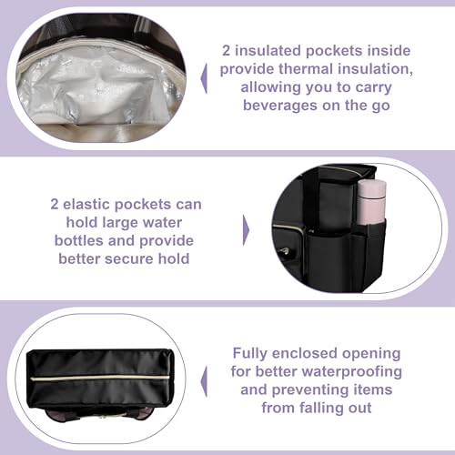 Wigojoy Nurse Bag, Work Bags with 15.6-inch Laptop Compartment, Teacher bag with Large Cup Holder, Nursing Tote Bag with Insulated Pocket for Nurses, Teachers, Students, and Professionals, Black - Image 2