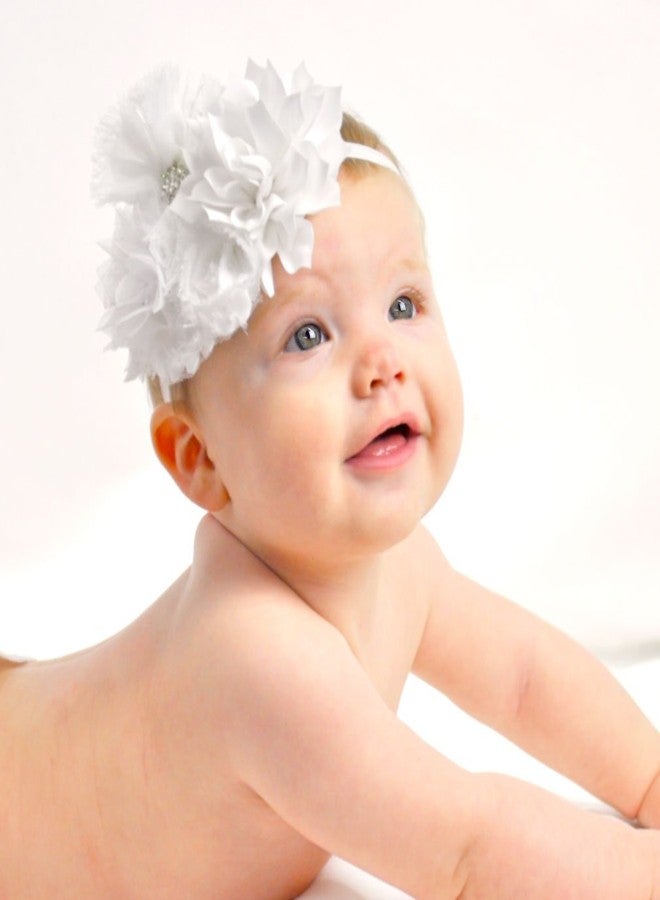 My Lello Headband Shabby Fabric Flower Cluster Baby - Infant - Toddler - Girl Stretchy Elastic Aqua - Image 4