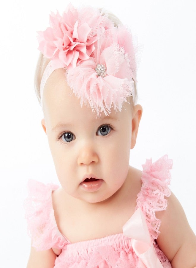 My Lello Headband Shabby Fabric Flower Cluster Baby - Infant - Toddler - Girl Stretchy Elastic Aqua - Image 3
