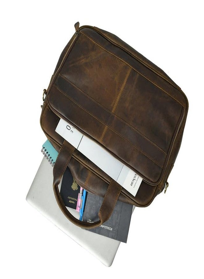 MaheTri Hudson Handmade Buffalo Leather Office Briefcase | Genuine Leather Laptop Bag | Organized Compartments, Adjustable Strap, Professional Work & Travel Bag - Image 2