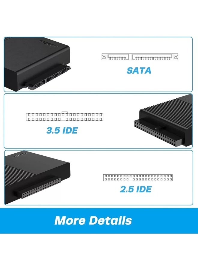 FIDECO USB 3.0 to IDE/SATA Hard Drive Adapter S3G-PL319, SATA & IDE HDD SSD Converter with Power Switch, Supports up to 16TB - Image 2