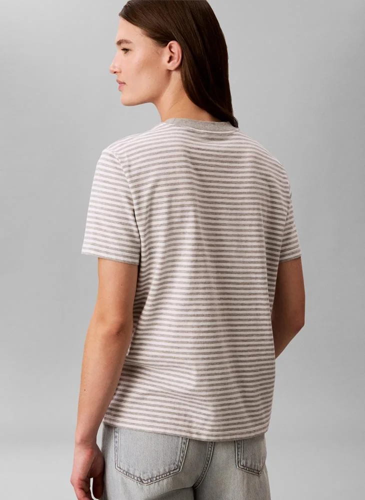 Calvin Klein Jeans  Stripe Logo Crew Neck T-Shirt for Women | Best Price UAE
