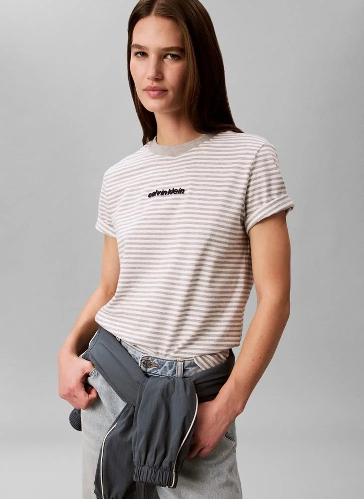 Calvin Klein Jeans  Stripe Logo Crew Neck T-Shirt for Women | Best Price UAE