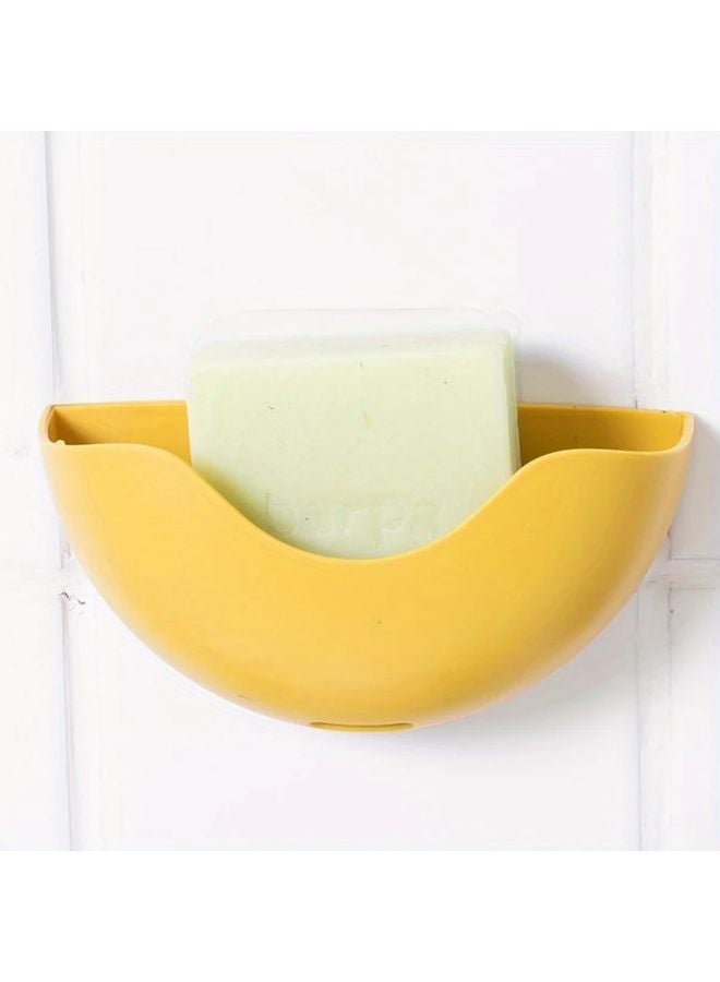 Blue Plastic Soap Dish Holder Wall Mounted Soap Tray with Drain Bathroom Storage Rack - Image 4