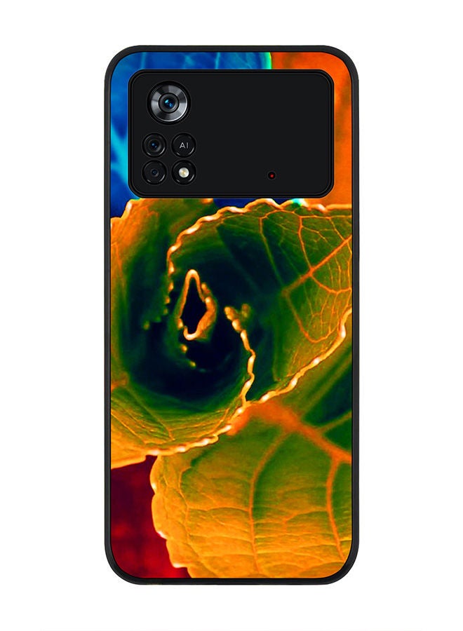 Stylizedd Rugged Black edge case for Poco M4 Pro 4G Slim fit Soft Case Flexible Rubber Edges Anti Drop TPU Gel Thin Cover - Bloomin Autumn Leaves - Image 1