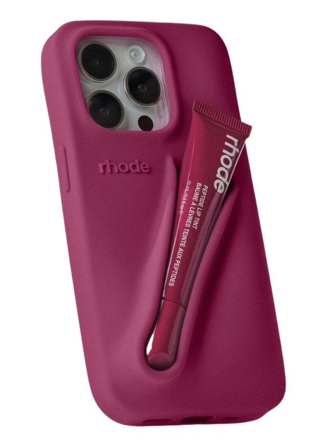 رود غطاء هاتف محمول بسيط لدعم الشفاه لآيفون، غلاف مطاطي للهاتف مع لمسة من لمعان الشفاه، أحمر شفاه مرطب لدعم الشفاه (جيلي توت العليق)