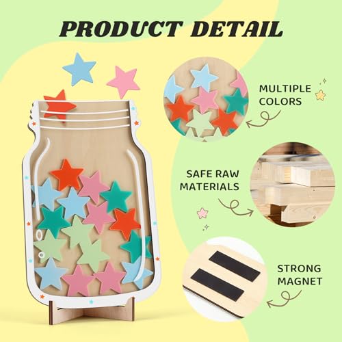 gliship Reward Jar Magnetic, gliship Star Jar Reward System Magnetic Reward Jar for Classroom Board, Reward Jars for Kids Students for Classroom Home Behavior Management Tools Personalized Incentive - Image 3