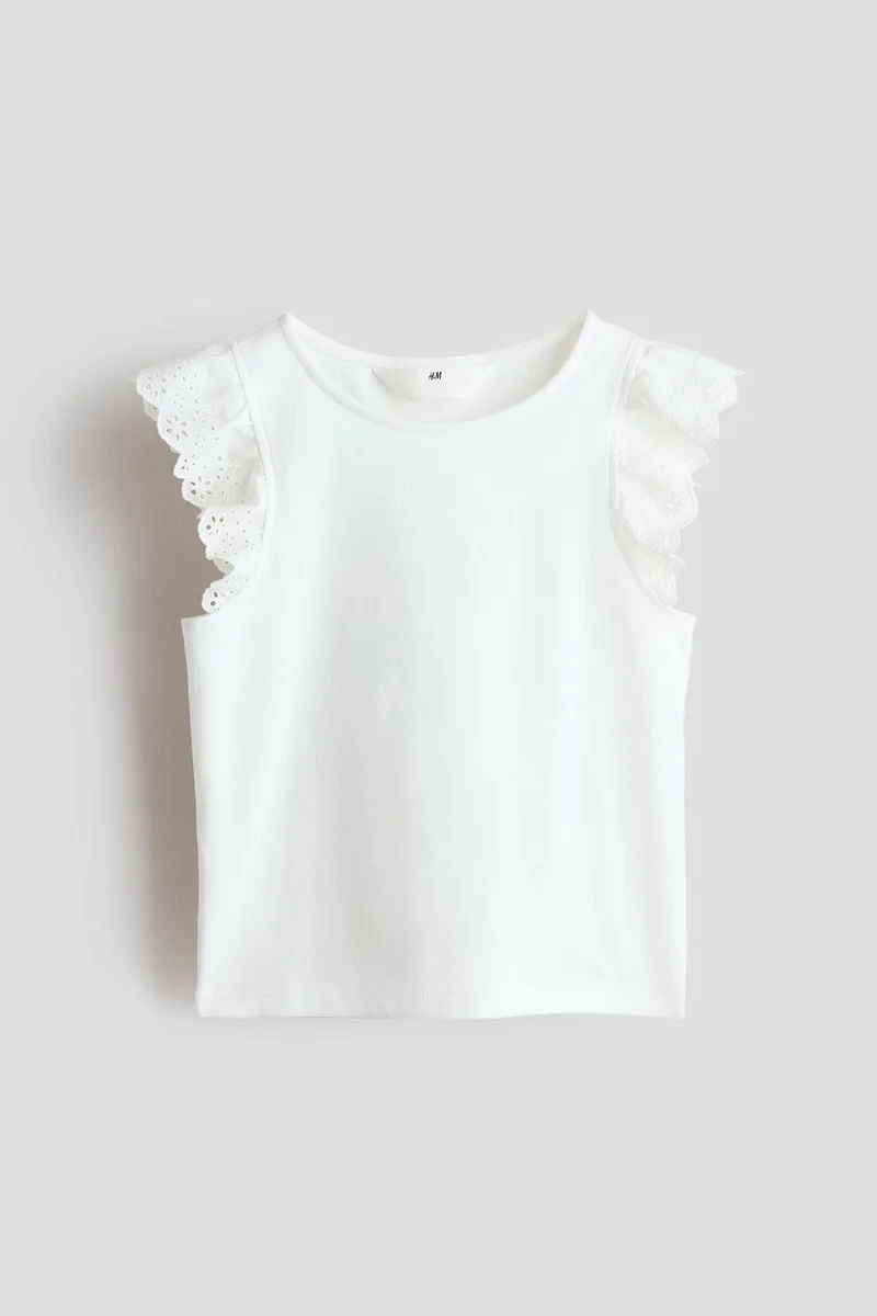 H&M Flutter-sleeved broderie anglaise top