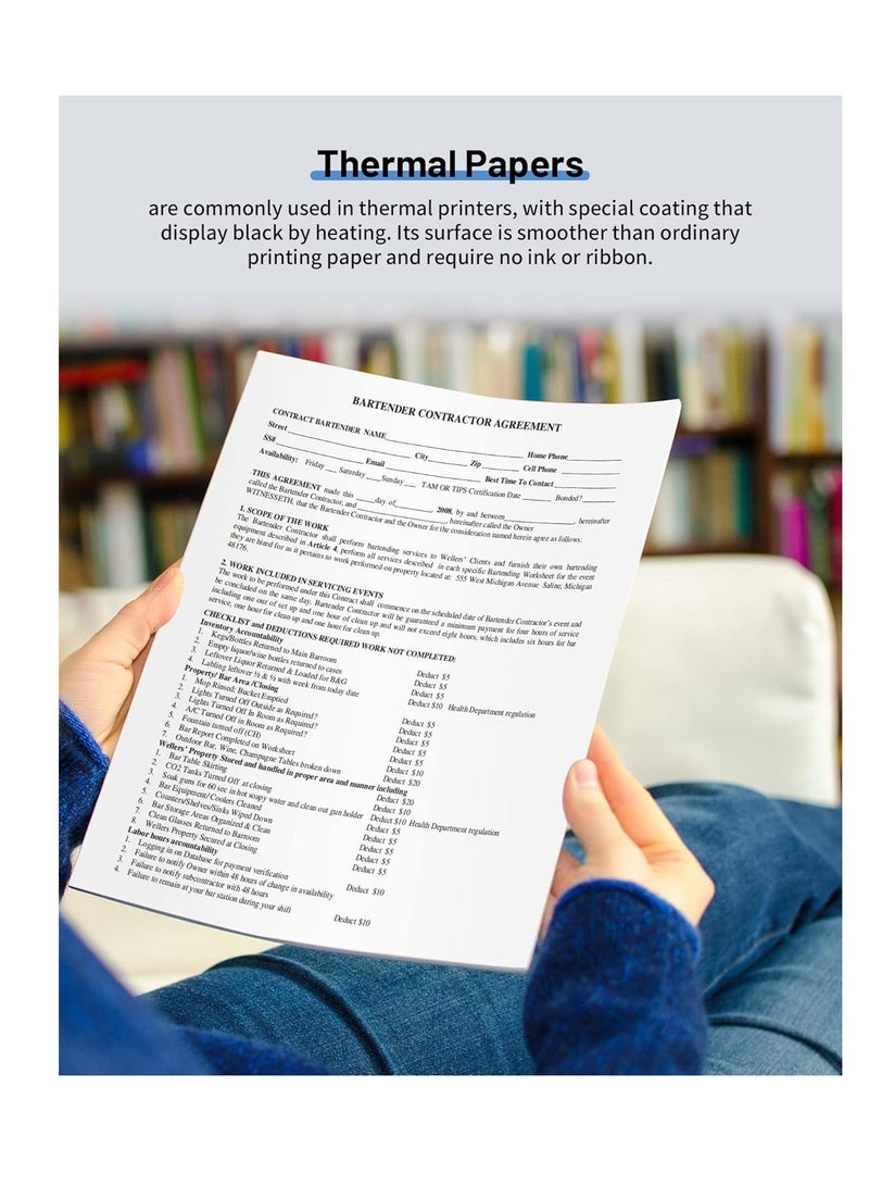 Terabyte ورق حراري A4، 210 × 297 مم ورق حراري أسود قابل للطي متوافق مع A4 محمول، بحجم 8.27"×11.69"، متوافق مع M08F-Letter M832 M833 M834 M835 HRPT MT800 ورق حراري - Image 2