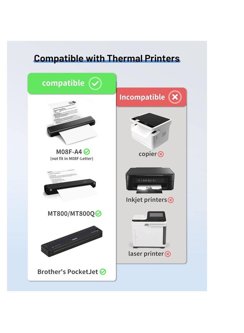 Terabyte ورق حراري A4، 210 × 297 مم ورق حراري أسود قابل للطي متوافق مع A4 محمول، بحجم 8.27"×11.69"، متوافق مع M08F-Letter M832 M833 M834 M835 HRPT MT800 ورق حراري - Image 3