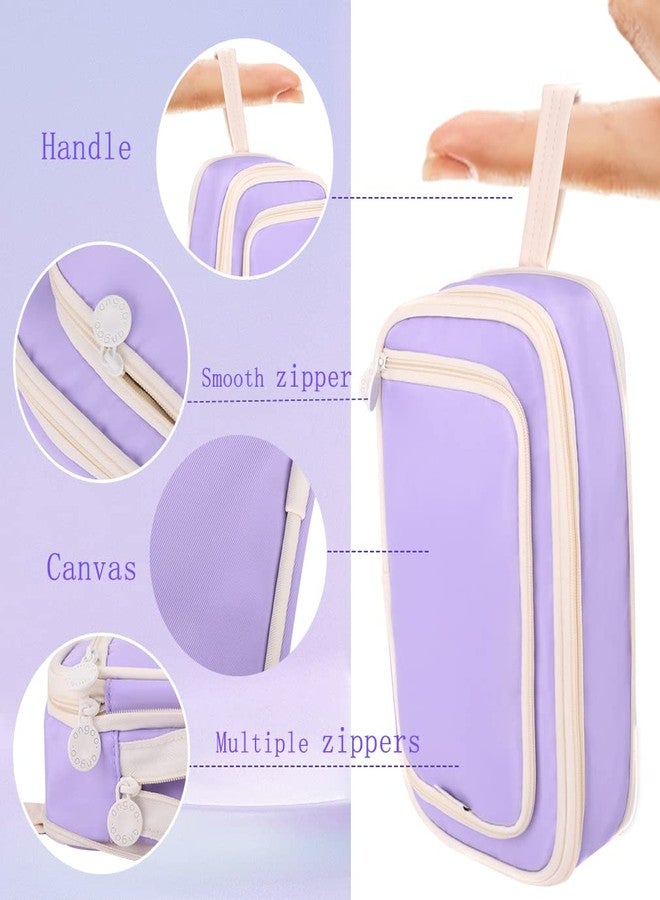 iSuperb Big Capacity Pencil Case Large Pencil Pouch Portable Pen Bag with 2 Compartments Purple Pen Organizer for School Teen Boys Girls Men Women - Image 2