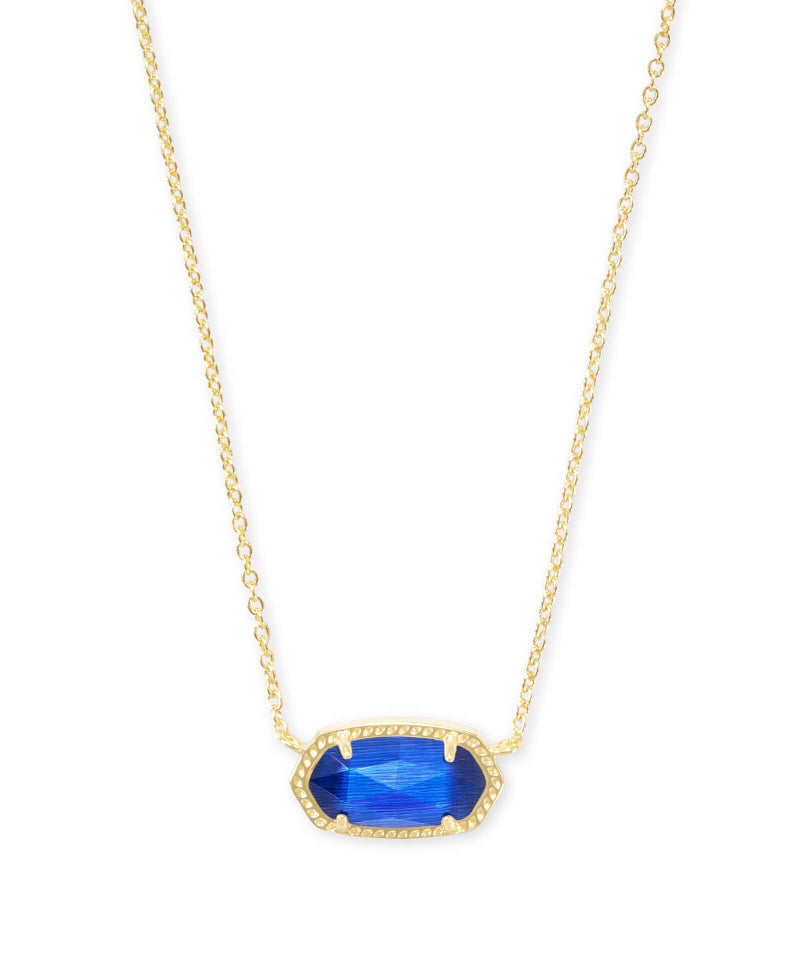 Kendra Scott Elisa Short Pendant Necklace for Women, Dainty Fashion Jewelry, 14k Gold-Plated Brass, Cobalt Cats Eye - Image 1