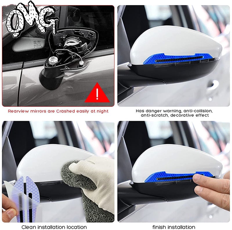 Allure Auto® 2 Pieces Reflective Car Stickers Set Rearview Mirror Reflective Warning Stickers Car Side Reflective Stickers for Car Safety (Blue) for Ford Fiesta - Image 5