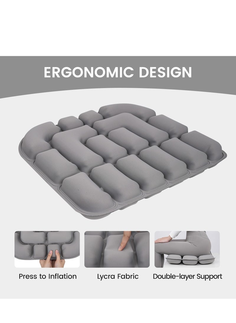 1pc 3D Pressure Relief Air Cushion - Office Chair Car Seat Cushion, Back Support Pad for Desk, Chair, Wheelchair, Adjustable Softness Ergonomic Cushion, Portable and Inflatable - Image 1