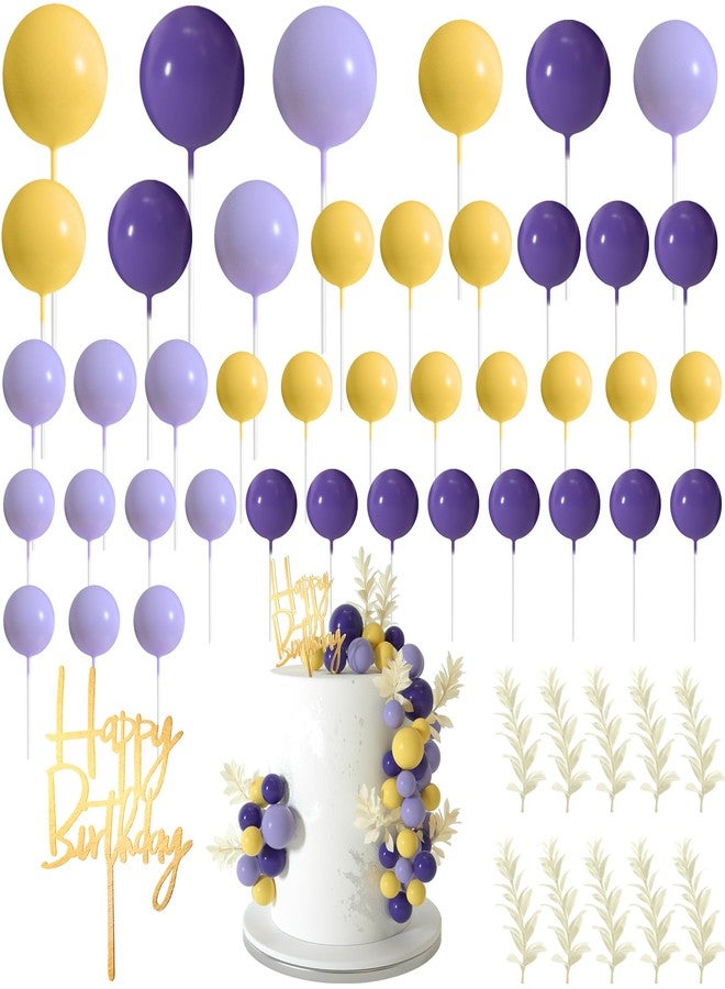 MIAHART Ball Cake Toppers Boho Grass Cake Topper Ball Cake Insert Decoration for Birthday Wedding Baby Shower Party Decorations Boho Themed Party Supplies (Purple,yellow,light purple) - Image 1