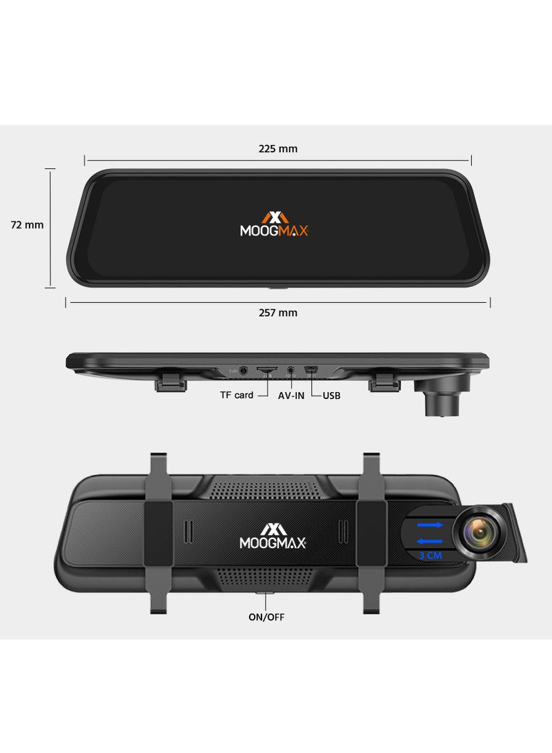 Dash cam, camera record front and back with1080MP with wide-angle from the front 170-degree angle and from the back with a 140-degree angle supports microphone,night vision, G-sensor and 64GB maximum