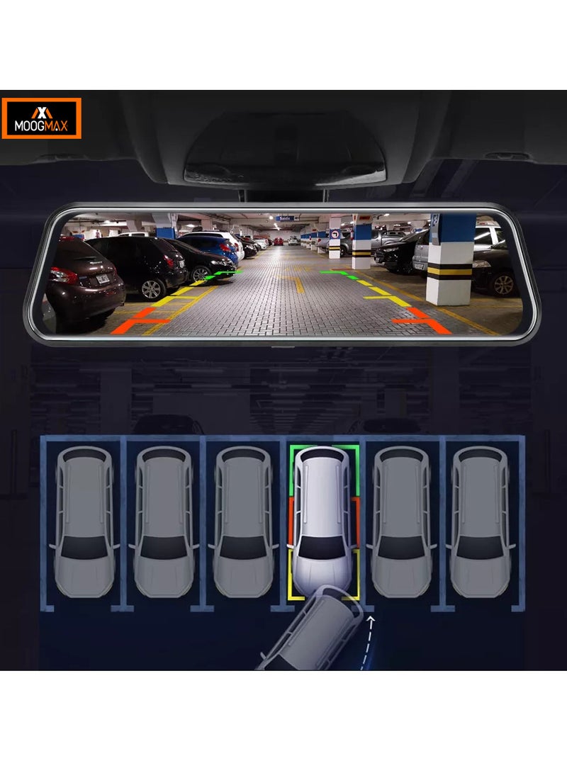 Dash cam, camera record front and back with1080MP with wide-angle from the front 170-degree angle and from the back with a 140-degree angle supports microphone,night vision, G-sensor and 64GB maximum