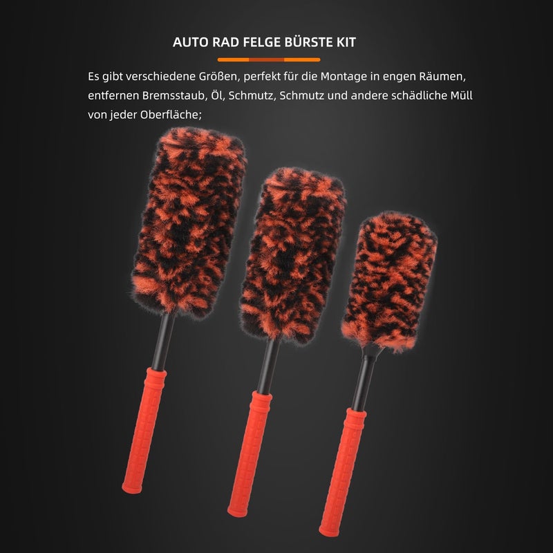 SPTA Rim Cleaner Brush, 3 Pcs Synthetic Ultimate Wheel Brush Set, Flat Spoke Wheel Cleaning Brush, Car Wheel Brush, Brush for Cleaning Wheels, Safe for Cars, Trucks, SUVs, RVs, Motorcycles & More - Image 5