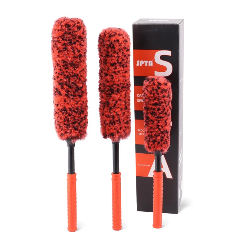 SPTA Rim Cleaner Brush, 3 Pcs Synthetic Ultimate Wheel Brush Set, Flat Spoke Wheel Cleaning Brush, Car Wheel Brush, Brush for Cleaning Wheels, Safe for Cars, Trucks, SUVs, RVs, Motorcycles & More - Image 1