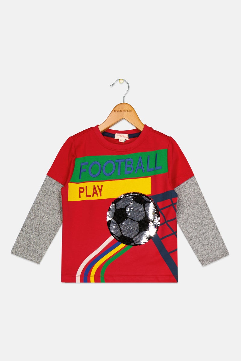 Dp Am Toddlers Boy Long Sleeve Graphic Print Top, Multicolor - Image 1