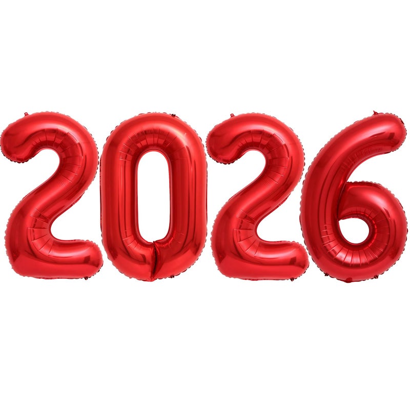 BBPOOL Giant Red 2026 Balloons 40 Large Red 2026 Balloons Helium Mylar Foil Balloons for 2026 New Year Graduation Christmas Party Decoration - Image 3