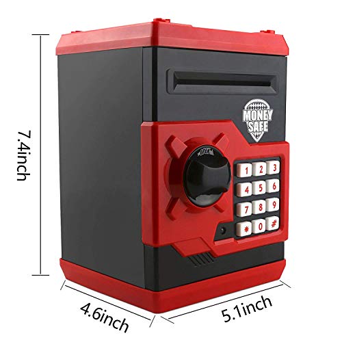 Magicwand® ABS Plastic Money Safe Kids Piggy Savings Bank with Electronic Lock【2 Yrs & Up】【Pack of 1】【Red & Black】 - Image 3