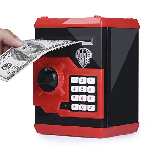 Magicwand® ABS Plastic Money Safe Kids Piggy Savings Bank with Electronic Lock【2 Yrs & Up】【Pack of 1】【Red & Black】 - Image 2