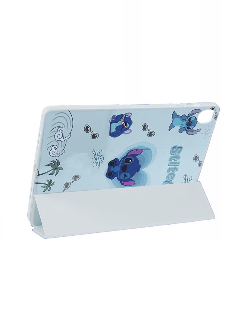 دبليو تيك سامسونج جالاكسي تاب A11 4G 2025 (8.7 بوصة) غطاء خلفي ذكي قابل للقلب بطبعة كرتونية، يعمل تلقائيًا بوضع الاستيقاظ/النوم مع حامل قلم (TCFPSR) - أبيض - Image 2