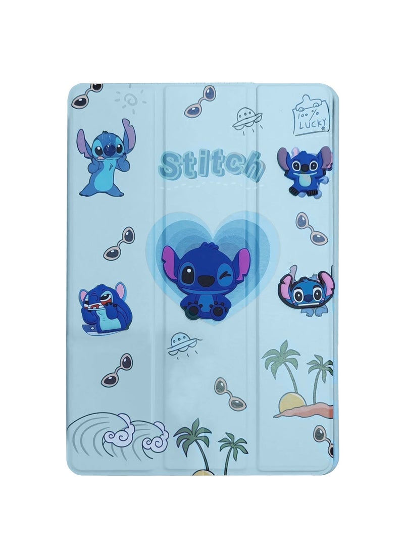 دبليو تيك سامسونج جالاكسي تاب A11 4G 2025 (8.7 بوصة) غطاء خلفي ذكي قابل للقلب بطبعة كرتونية، يعمل تلقائيًا بوضع الاستيقاظ/النوم مع حامل قلم (TCFPSR) - أبيض - Image 3