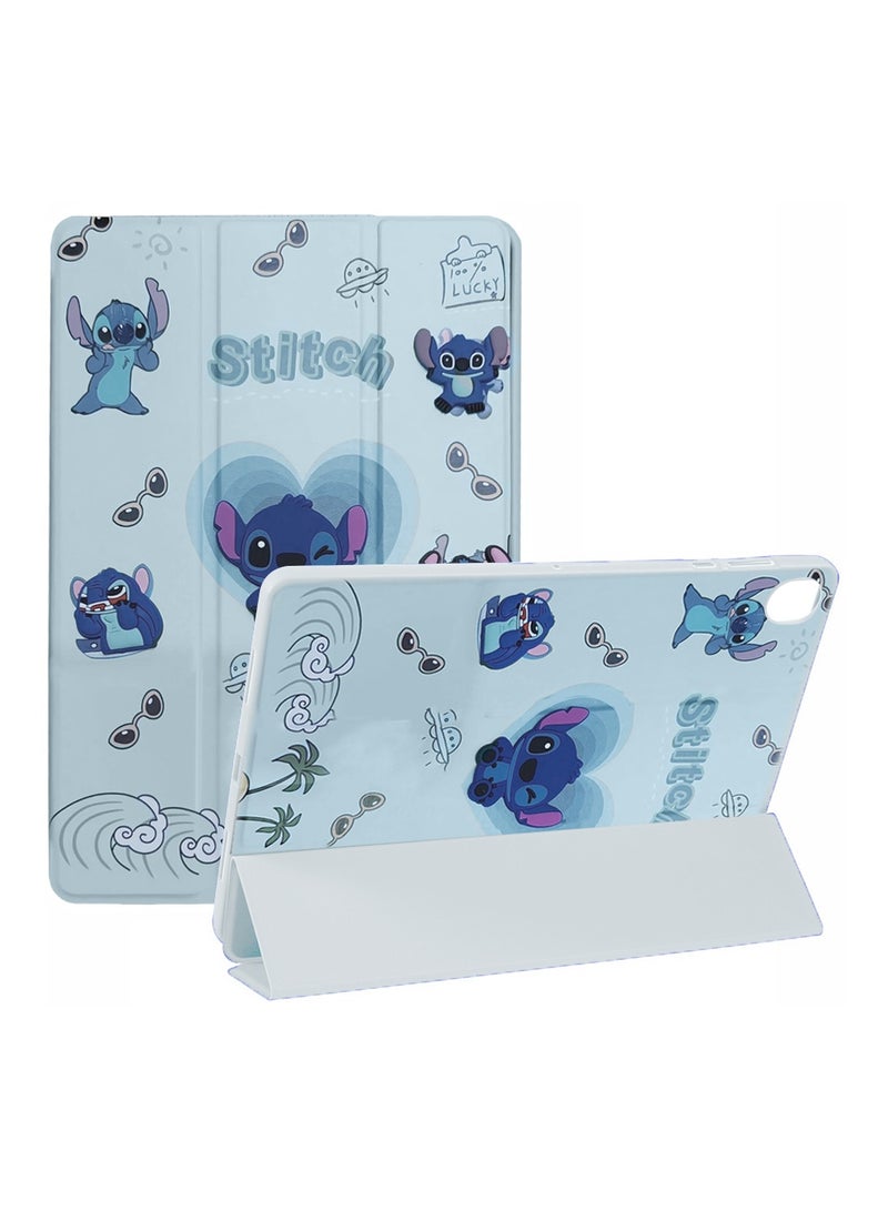 دبليو تيك سامسونج جالاكسي تاب A11 4G 2025 (8.7 بوصة) غطاء خلفي ذكي قابل للقلب بطبعة كرتونية، يعمل تلقائيًا بوضع الاستيقاظ/النوم مع حامل قلم (TCFPSR) - أبيض - Image 1