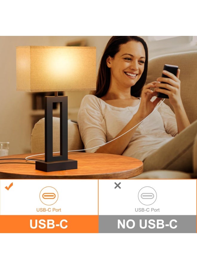 Onelight Black and White Table Lamps Set of 2 with Small Lamp Shade - Bedside Lamp with USB Charging Port, 3-Way Dimming for Nightstand, Desk, Office - Image 5