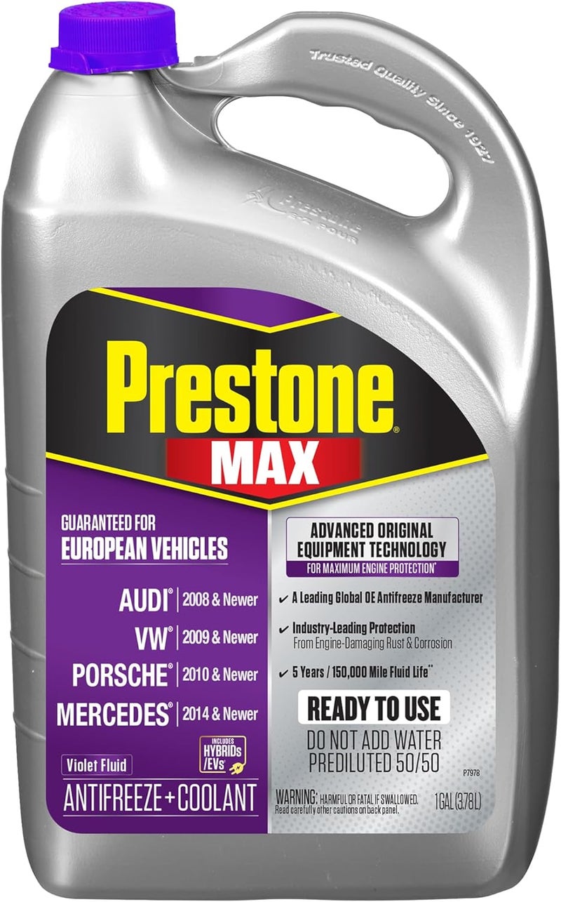 Prestone Treated anti-rust metal MAX Euro Violet 50/50 Antifreeze Automotive Coolant, Pack of One Comfort grip - Image 1