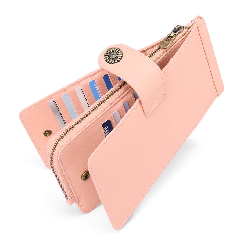 SENDEFN Womens Leather Wallet RFID Blocking Credit Card Holder Large Capacity with Zipper Pocket - Image 1